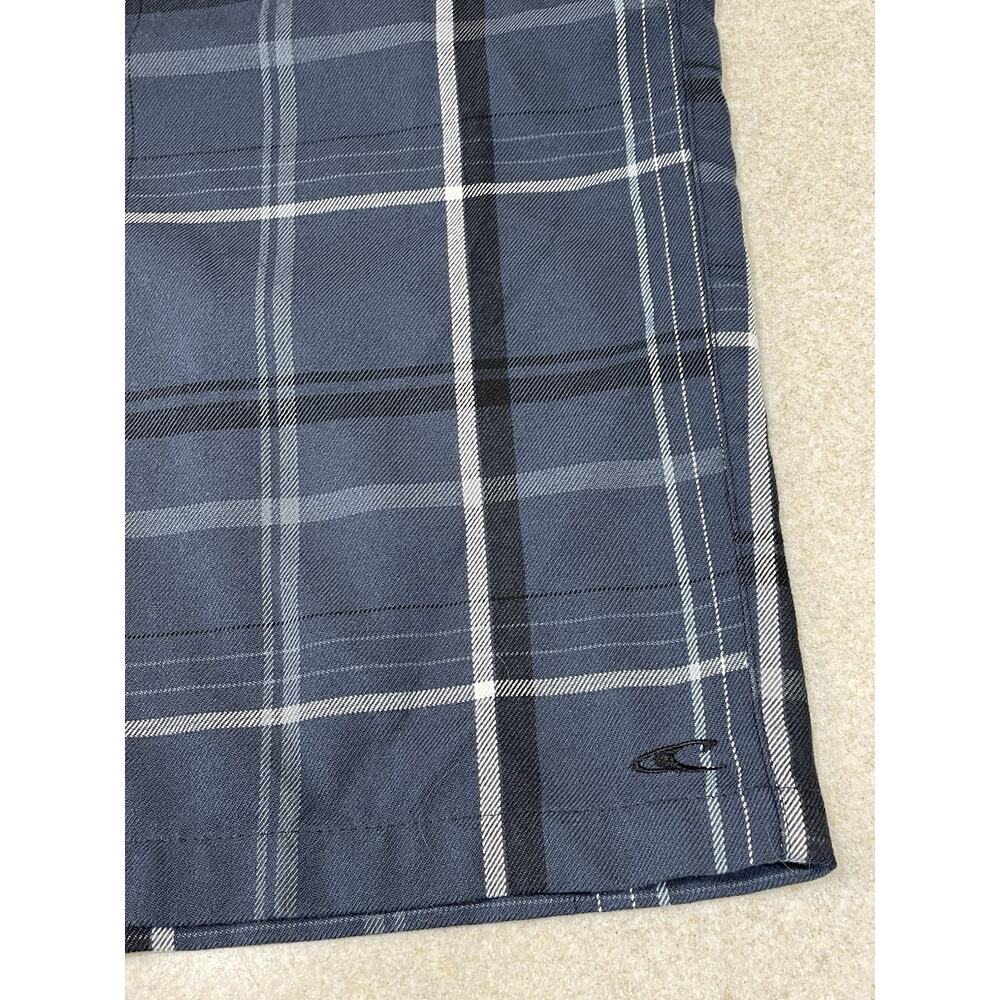 O'Neill Men's Plaid Blue Casual Shorts Size 38 Flat Front Pockets Zip - Picture 9 of 12